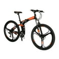 thumbnail image 1 of Folding Mountain Bike, Eurobike G7 Full Suspension, 27.5 Inch Wheels, 21 Speed, Shock Absorber, Disc Brakes, Adult for Mens Bicycle 3-Spoke Orange, 1 of 8