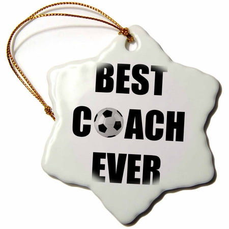 3dRose Best Soccer Coach Ever - Snowflake Ornament,