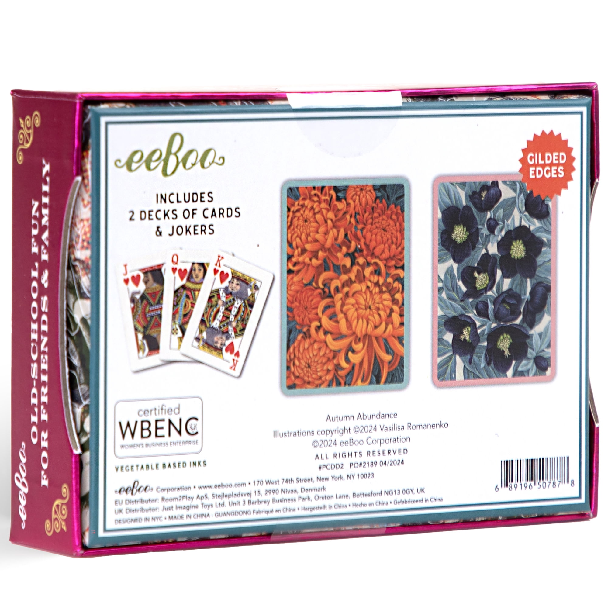 eeBoo Piece & Love: Autumn Abundance - Adult Playing Cards, Set of 2 Decks, Traditional Decks W/ Beaufiul Artowrk & Gilded Edges, Vegetable Based Inks