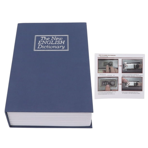 Alcancía con forma de libro, caja de seguridad con cerradura codificada, regalo secreto de cumpleaños para niños, color azul, L