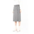 thumbnail image 3 of Grey Midi Tartan Straight Plaid Belted Skirt With Decorative Buttons, 3 of 6