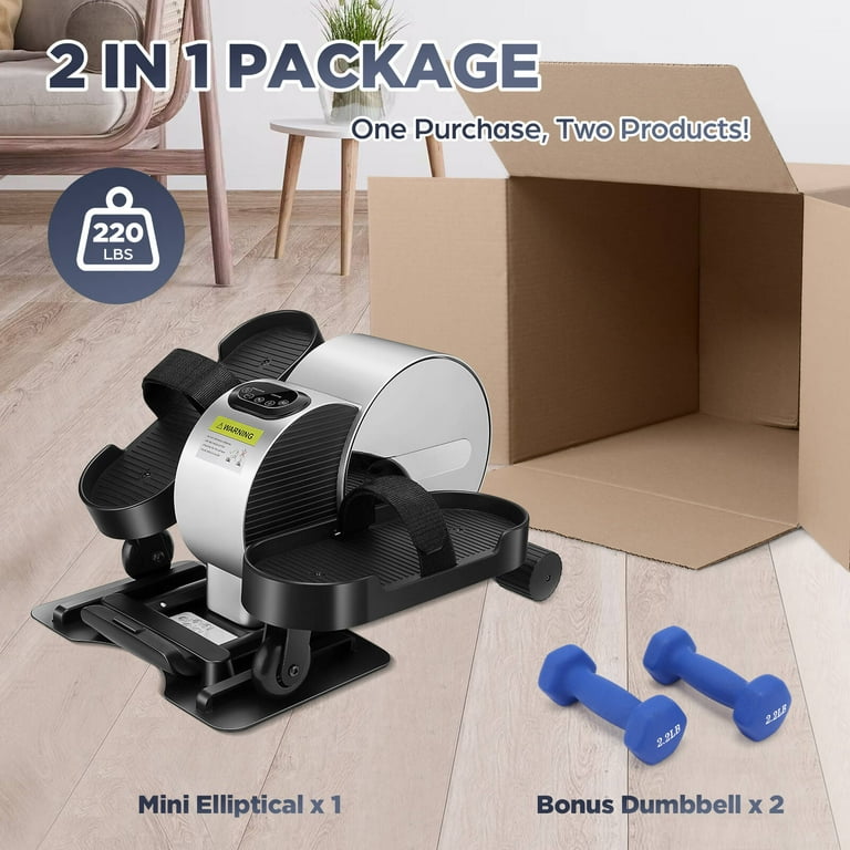 Electric Under Desk Elliptical Machine Trainer with Bluetooth Display Monitor Compact Seated Pedal Exerciser Silver Walmart