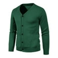 thumbnail image 5 of Zimjoy Cardigan Sweaters for Men Long Sleeve Button Down Green Cardigan Casual Slim Fit V Neck Ribbed Knit Sweater Vintage Open Front Lightweight Fall Clothes with Pocket, Dark Green M, 5 of 6