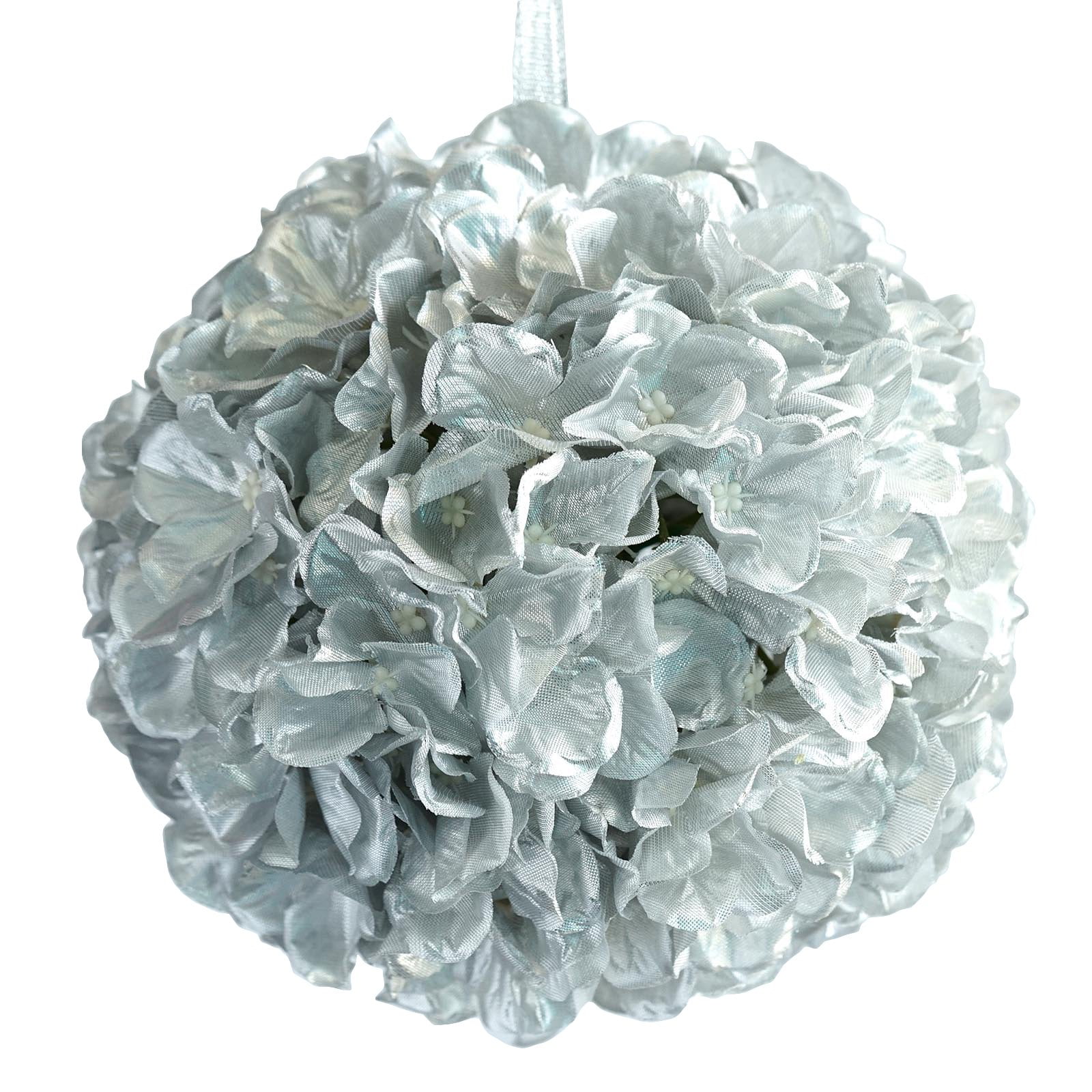 4 Silver Hydrangea 7" wide Kissing Balls Wedding Party Bouquets Centerpieces 