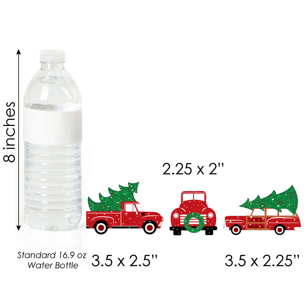 Big Dot of Happiness Merry Little Christmas Tree 24 Count Shaped Red Truck and Car Christmas Party Cut-Outs