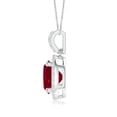 thumbnail image 2 of Angara Natural 1.4 ct Ruby Pendant Necklace with Diamond Halo in Platinum for Women (Size-7mm) – July Birthstone Jewelry | Round Ruby Halo Pendant, 2 of 8