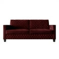 thumbnail image 3 of Castle Place Modern Luxe Velevet Diamond Tufted Upholstered Sofa, Red, 3 of 8