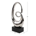 thumbnail image 4 of 10" x 21" Silver Ceramic Swirl Abstract Sculpture with Black Wooden Base, by DecMode, 4 of 14