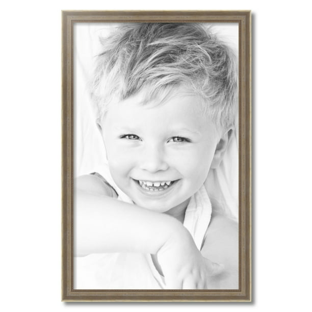 ArtToFrames 20 x 32 Aged White Gold Picture Frame 20x32 inch Silver Wood Poster Frame WOM 2036 Walmart Business Supplies