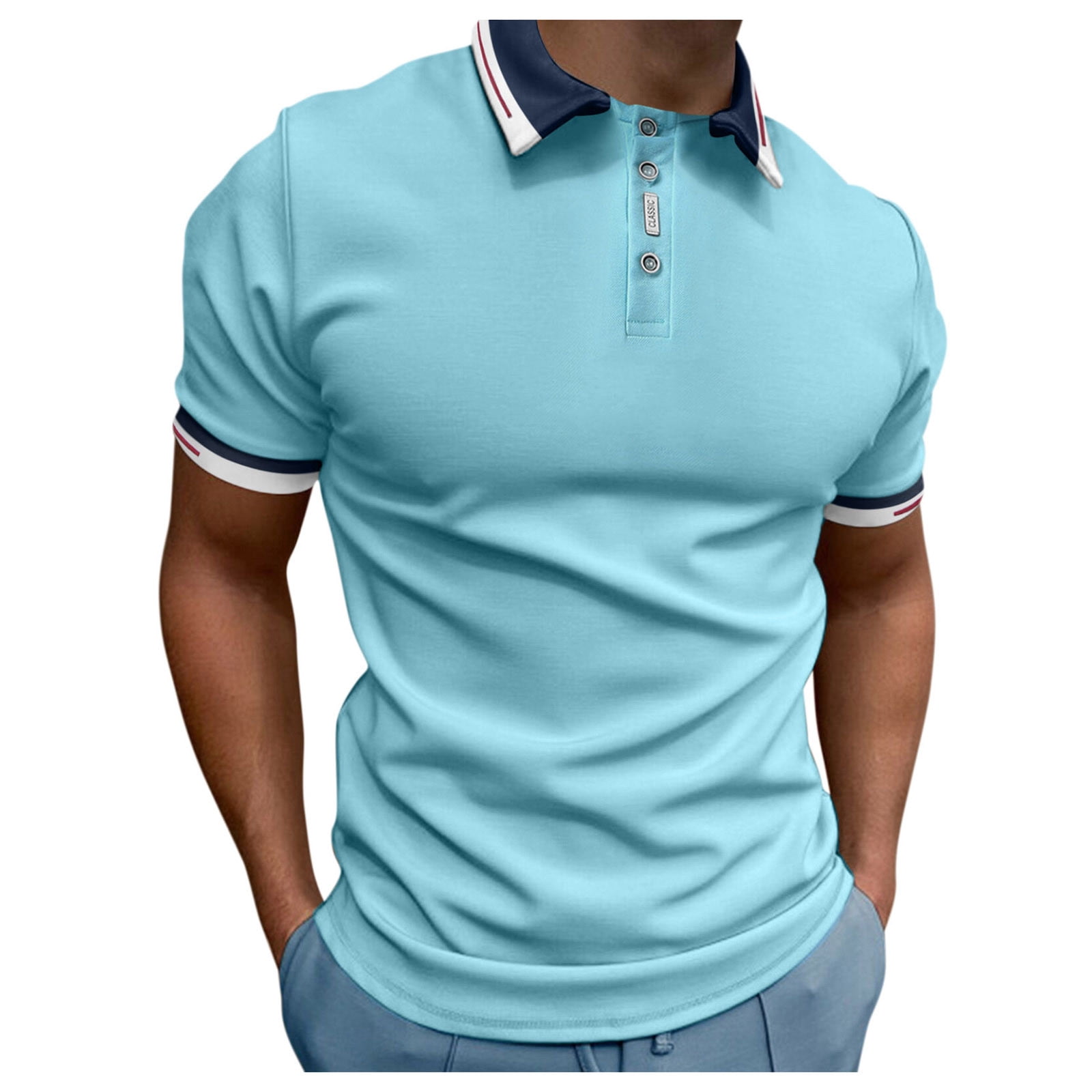 kpoplk Men's Polo Shirts Short Casual Sports Outdoor Golf Shirt with Pocket Mens Polo Shirts(3XL,Light - Walmart.com