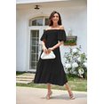 thumbnail image 2 of Women's Casual 2024 Summer Midi Dress Puffy Short Sleeve Square Neck Smocked Tiered Ruffle Dresses, 2 of 5