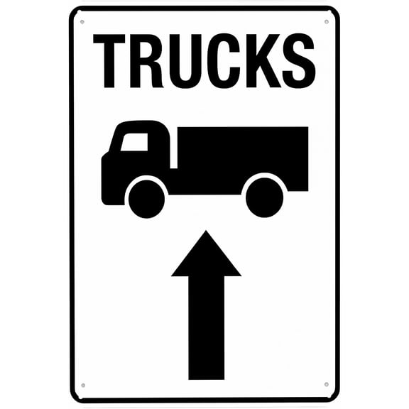 Trucks Straight Arrow Warning Metal Sign - 8"x12" Vintage Wall Decor, Truck Direction Decor for Home Farm Bar Coffee Shop Club Street Road