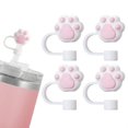 thumbnail image 2 of 4 Pack Silicone Straws Cover For 40 Oz Straw,reusable Drinking Straw Lids For 0.4 Inch Straws White & Pink, 2 of 4