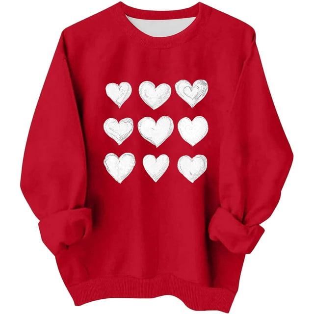Sudadera sin capucha para niñas, cuello redondo, sudadera extragrande, estampado de San Valentín, manga larga, para niñas de 1 a 15 años