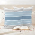 thumbnail image 3 of Blue Striped Outdoor Waterproof Pillow Covers, Modern Minimalist Gradient Lines Aesthetic Decorative Square Throw Pillowcase Sofa Cushion Sham for Patio/Couch/Chair, 26"x26" 2 Pack, 3 of 8