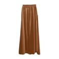 thumbnail image 4 of Summer Celebration! Elegant Maxi Skirt for Solid Color High Waist Flowy Long Skirt with Pockets Casual Comfort Stretch,Khaki,XXXXXL, 4 of 5