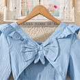 thumbnail image 3 of WMQPNNS Girls Dresses Ruffle Bowknot Smocked Midi Dress Square Neck Long Sleeve Swing Dress Girls Clothes for Spring Fall, Dress for Age 11-12 Years, 7-Blue, 3 of 9