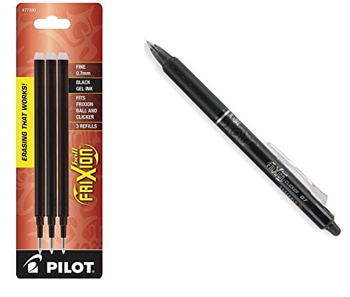 - 2 Pack 77330 PILOT FriXion Gel Ink Refills for Erasable Pens Black Ink 3-Pack Fine Point 