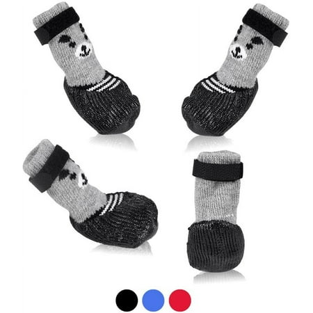 Dog Cat Boots Shoes Socks with Adjustable Waterproof Breathable and Anti-Slip Sole All Weather Protect Paws(Only for Tiny Dog) (M  Black)