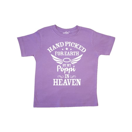 

Inktastic Handpicked for Earth By My Poppi in Heaven with Angel Wings Gift Toddler Boy or Toddler Girl T-Shirt