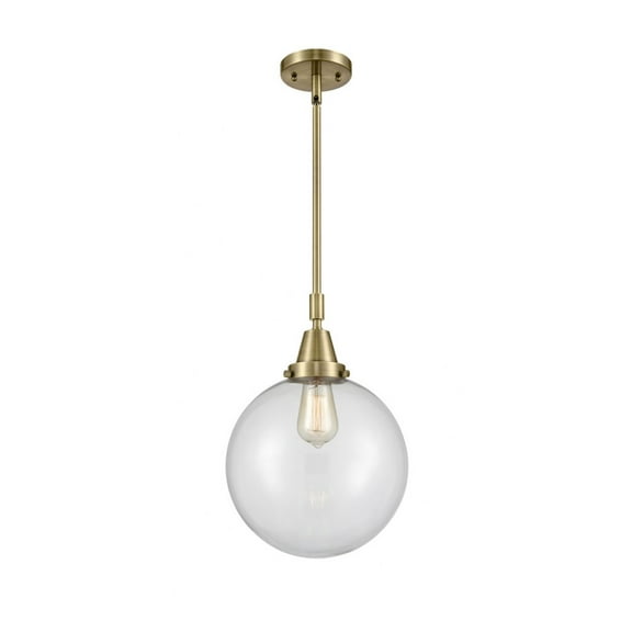 447-1S-AB-G202-10-Innovations Lighting-Beacon - 1 Light Stem Hung Mini Pendant In Industrial Style-14.13 Inches Tall and 10 Inches Wide-Antique Brass