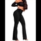 thumbnail image 2 of Pantalones Vaqueros de Cintura Alta para Mujer, Elásticos, de Corte Acampanado y con Cinturilla Elástica. Negro M, 2 of 7