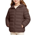 thumbnail image 2 of Agkizg Girls Lightweight Hooded Puffer Coat Zip Up Winter Jacket with Pockets Solid Color Warm Casual Outerwear, 2 of 6