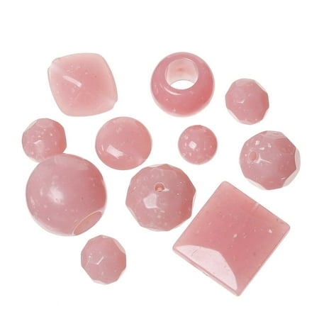 Shape Spacer - Sexy Sparkles 10 Pcs Acrylic Spacer Beads Mixed Shape and Sizes Pink 27mm-24mm-12mm
