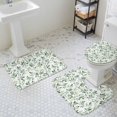 thumbnail image 3 of Watercolor Style Leaf Bathroom Rugs Set Country Green Plant Non Slip Absorbent Soft Bath Mats 3 Piece Set with Bathroom Rug, U-Shaped Floor Mat, Toilet Seat Cover Large Size, 3 of 9