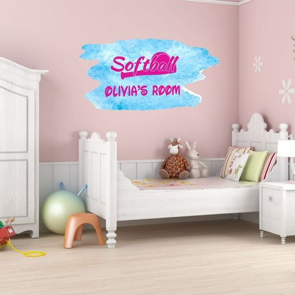 Personalized Sports Wall Decals for Kids Room - Dirt and Bling a Softball Thing Boys Bedroom With Easy Installation Instructions Custom Name Sticker - Size: 10 In x 6 In