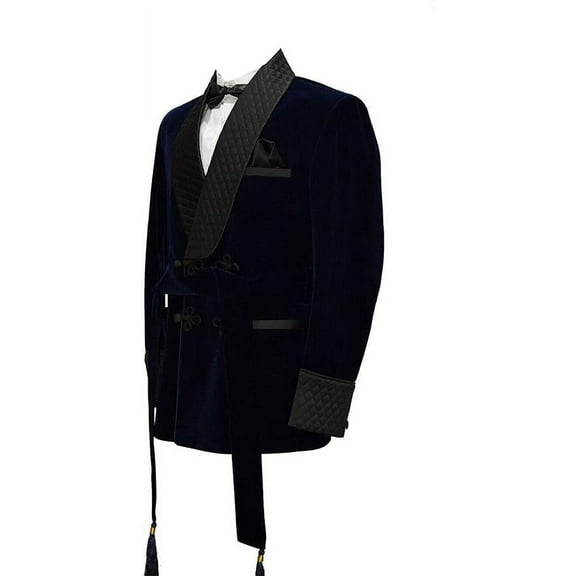 Men Smoking Gentlemen Jackets, Qulted Navy Blue Smoking Jacket,Hosting Dinner Party Wear Blazers Jacket