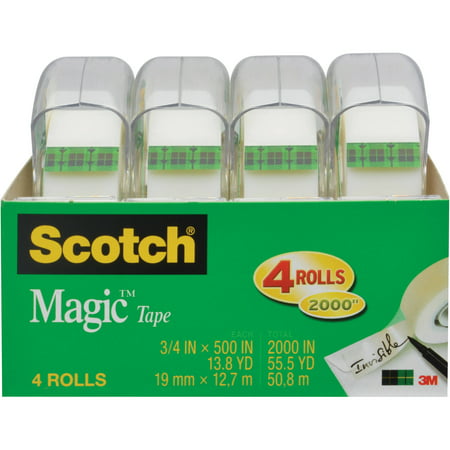 Scotch Magic Tape 4 Pack, 3/4 in. x 500 in. per (Best Tape For Cardboard)