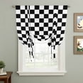 thumbnail image 2 of Black White Plaid Balloon Curtains 63 Inch Length for Living Room/Bedroom, Farmhouse Modern Minimalist Geometric Rod Pocket Privacy Door Curtains Decorative Tie Up Shade for Window 52"x63", 2 of 8