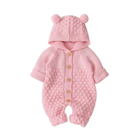 

Meihuida Newborn Baby Boy Girls Bear Ear Knit Romper Hooded Wool Sweater Jumpsuit Outfits