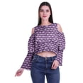 thumbnail image 1 of Moomaya Button Front Cold Shoulder Top Printed  Casual Loose Blouse Short Top, 1 of 4