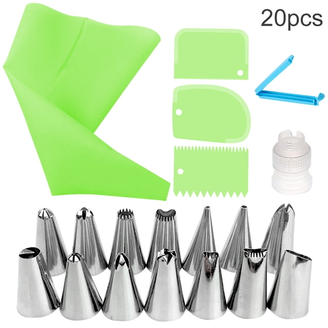 thinsony 20pcs Reusable Cake Baking Set Portable Baking Pastry Accessories Kitchen Cooking Scraper Tools