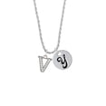 thumbnail image 2 of Delight Jewelry Silvertone Crystal Initial - V - Silvertone Script Initial Disc - Y - Charm Necklace, 20"+3", 2 of 4