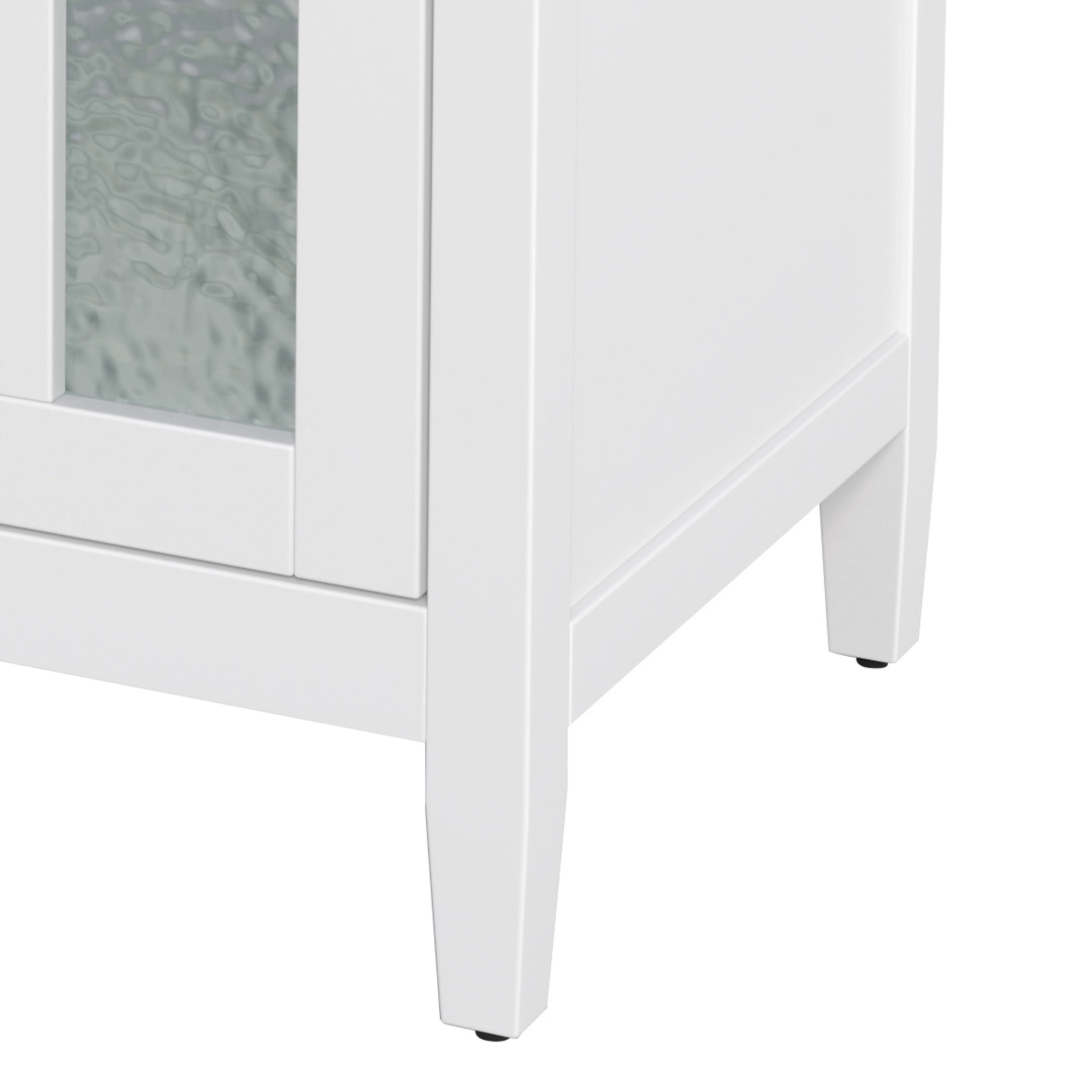 Christopher Knight Home 30" Bathroom Vanity with Sink, Glass Door, Tip-Out Tray, Solid Wood Legs, White