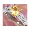 thumbnail image 3 of Cushion Cut Citrine Solitaire Ring with Diamond for Women - 8 mm, 10K White Gold, US 8.50, 3 of 8