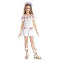 thumbnail image 5 of HNMKIU Halloween Clothes Girls Off Shoulder Mexican Folk Jumpsuit Rose Day Of The Dead Outfit Elegant Fancy Dress Party Wear White,3-4 Years, 5 of 5