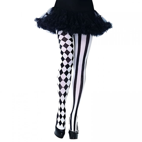 TELOLY Women's Striped Pantyhose High Waist Tights Slim Fit Leggings Base Socks,Girl Slim Club Stockings Funky Tights