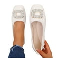thumbnail image 2 of Wensltd Women Shoes Square Toe Shallow Mouth Dressy Work Shoes Rhinestone Casual Comfortable Flats, 2 of 9