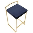 thumbnail image 7 of Fuji Contemporary-Glam Stackable Counter Stool In Gold With Blue Velvet Cushion - Set Of 2, 7 of 7