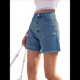 thumbnail image 1 of Pantalones Cortos Vaqueros para Mujer, Informales, de Verano, de Cintura Media, Deshilachados, Elásticos y Rotos. Azul Medio L, 1 of 10