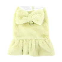 Winter Dog Dresses Warm Sweater For Small Female Puppies With Leash Ring Cute Bow Knot Fuzzy Cold Weather Pet Clothes