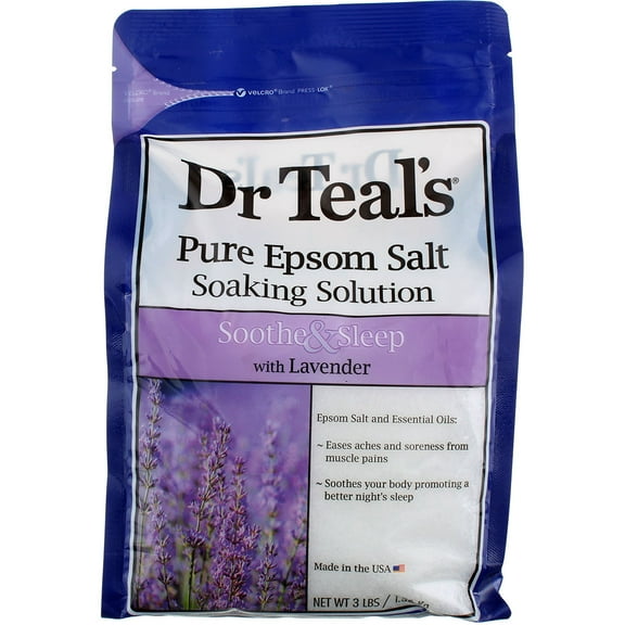 Dr Teal's Pure Epsom Salt Soaking Solution, Soothe & Sleep with Lavender 48 oz (Pack of 3)