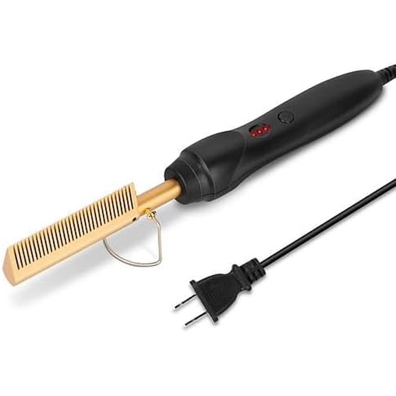 Hair Comb PTC Ceramic Hair Straightener Curler Brush Hair Straight Styler Electric Heating Wet Dry Use w/ 3 Temperature Adjustment