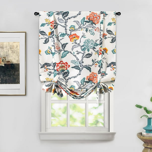 Cortina DriftAway Ada con estampado floral y botánico de 64 x 119 cm, anudado