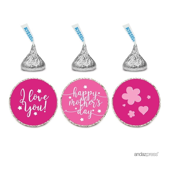 Chocolate Drop Labels Trio, Fits Hershey's Kisses Party Favors, Happy Mother's Day, 216-Pack, Envelope Seals Stickers