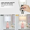 thumbnail image 4 of Cinkeda Pink Ceramic Table Lamp Set of 2 for Bedroom Living Room 22" Modern Double Gourd Nightstand Bedside Lamps with White Shade, 4 of 7